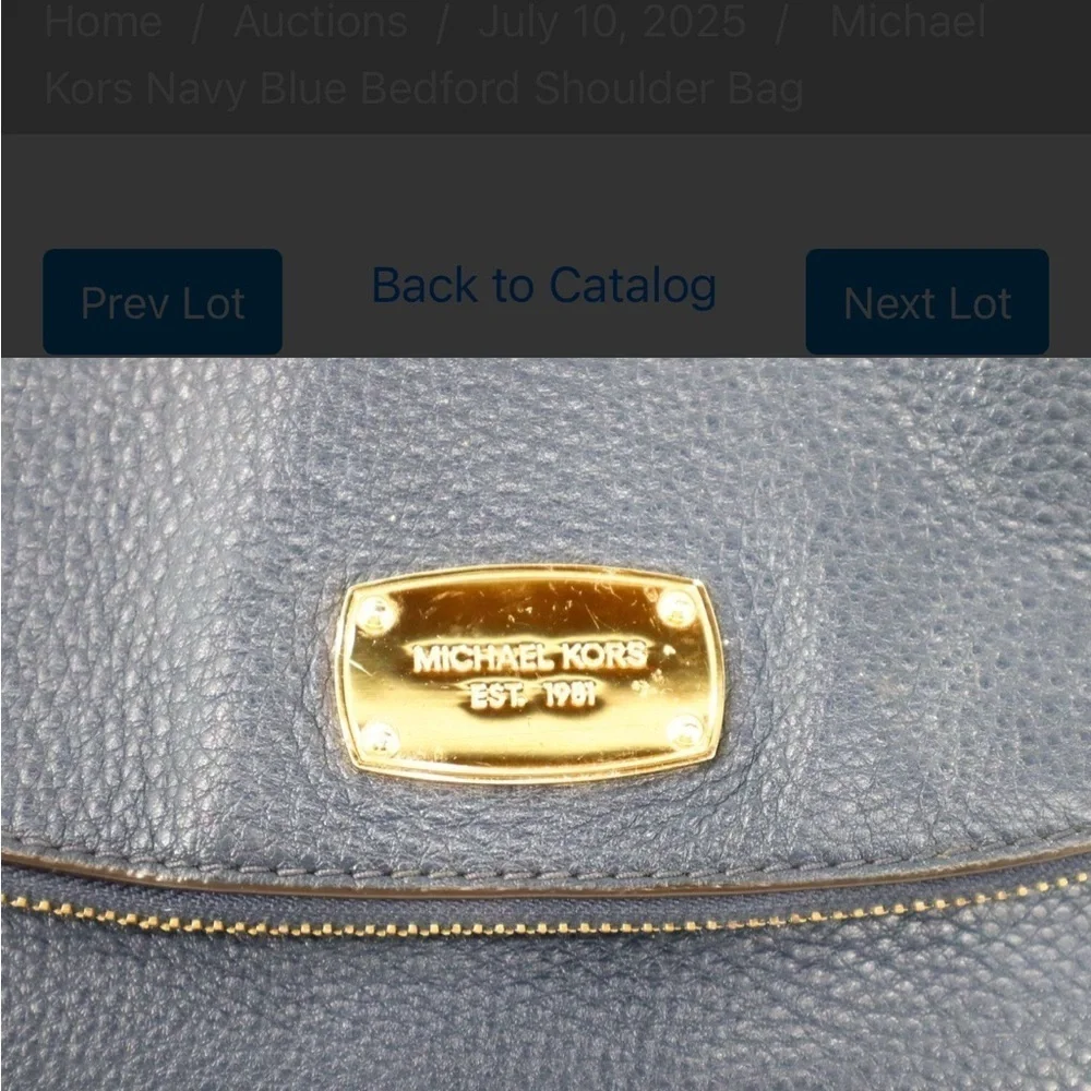 Michael Kors Blue Leather Shoulder Bag with Curved Design